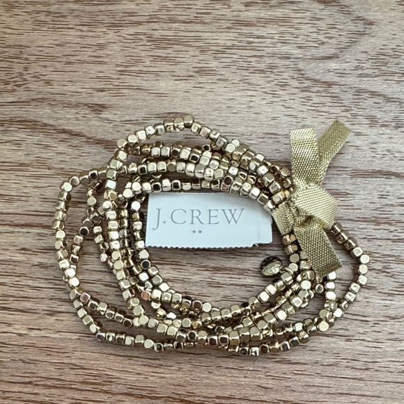 NWT J Crew Tiny beads stretch bracelets set-of-six, gold - Picture 2 of 4